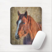 Sorrel Horse Portret op Rustic Grunge-effect Muismat (Met muis)