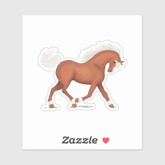 Sorrel Paard Met Blaze & Sokken Pony Ruitersport Sticker (Vel)