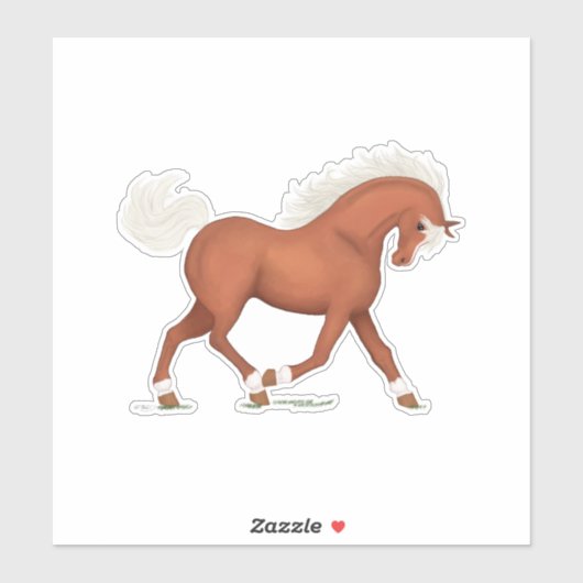 Sorrel Paard Met Blaze & Sokken Pony Ruitersport Sticker (Vel)