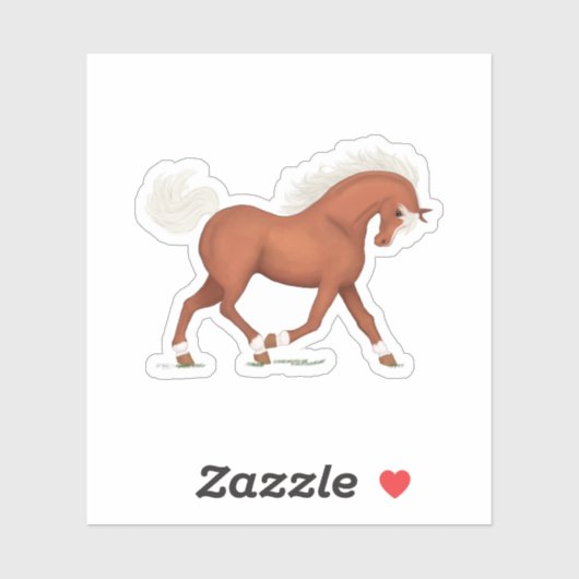 Sorrel Paard Met Blaze & Sokken Pony Ruitersport Sticker (Vel)
