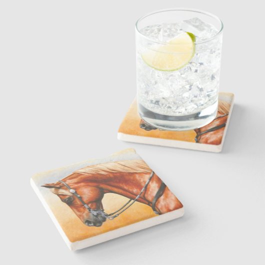 Sorrel Western Pleasure Quarter Horse Stenen Onderzetter (Zijkant)