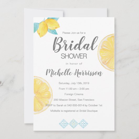 Sorrento. Citroen Waterverf Vrijgezellenfeest Kaart (Voorkant)