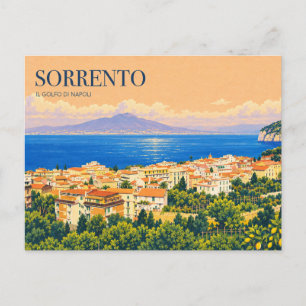 Sorrento en Vesuvius Retro Reis Kunst Briefkaart