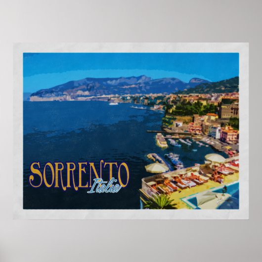 Sorrento Italië Bay Napels Vintage Travel Poster (Voorkant)