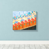 Sorrento Italië Blauw Sinaasappel Strand Cabanas Canvas Afdruk (Insitu (Houten vloer))