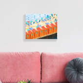 Sorrento Italië Blauw Sinaasappel Strand Cabanas Canvas Afdruk (Insitu (Woonkamer))