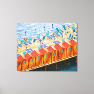 Sorrento Italië Blauw Sinaasappel Strand Cabanas G Canvas Afdruk