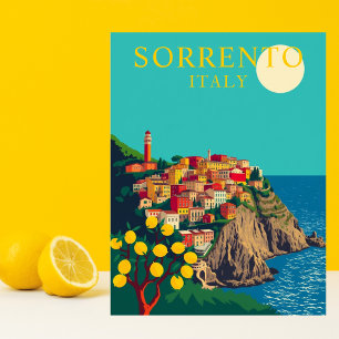 Sorrento, Italië Citroenen Reis Vintage Briefkaart