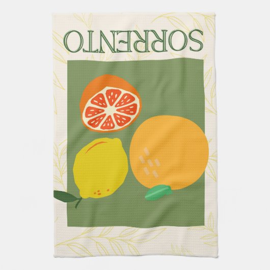 Sorrento Italië Citrus Keuken Print Theedoek (Verticaal)