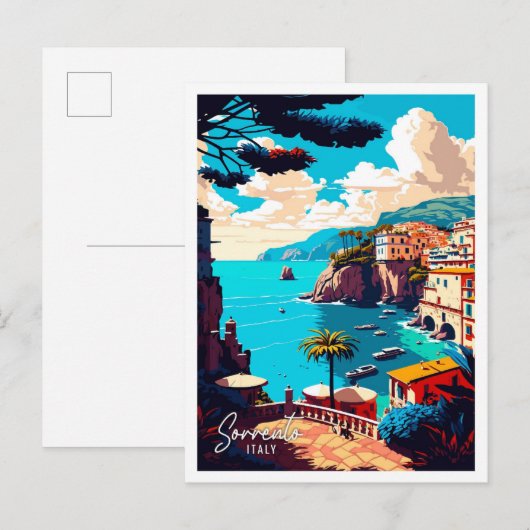 Sorrento Italië Kunst vintage reisillustratie Briefkaart (Voorkant / Achterkant)