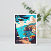 Sorrento Italië Kunst vintage reisillustratie Briefkaart (Staand voorkant)