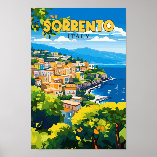 Sorrento Italië Reizen Kunst Vintage Illustratie Poster (Voorkant)