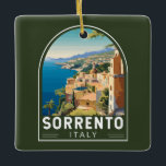 Sorrento Italië Reizen Kunst Vintage Keramisch Ornament<br><div class="desc">Sorrento retro vector reisontwerp. Bovenop de kliffen die de stad scheiden van de drukke jachthavens,  het staat bekend om vegen water uitzichten en Piazza Tasso,  een café-bekleed plein.</div>
