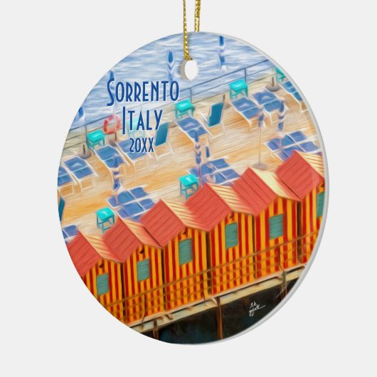 Sorrento Italië Strand Cabanas Uw foto Reizen Keramisch Ornament (Links)