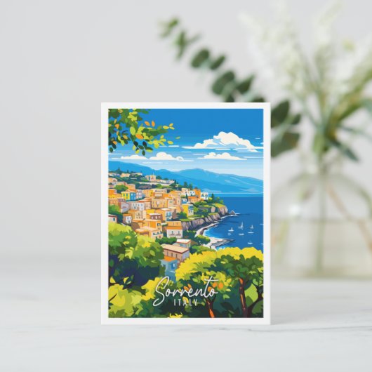 Sorrento Italië vintage reisillustratie Briefkaart (Staand voorkant)