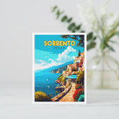 Sorrento Italië vintage reisillustratie Briefkaart (Staand voorkant)