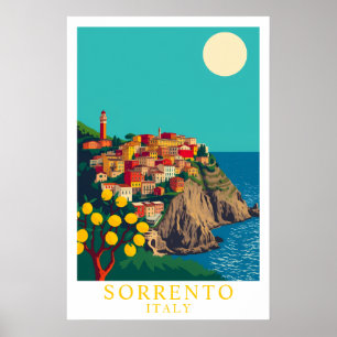 Sorrento Italië Vintage Reislemoenen Kunst Poster