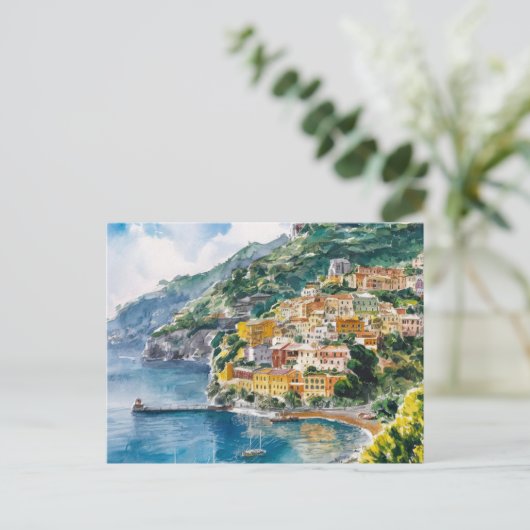 Sorrento Italië Waterverf Schilderen Briefkaart (Staand voorkant)