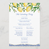 Sorrento Lemons Blauw Italiaans Tegels Bruiloft Programmakaart (Achterkant)