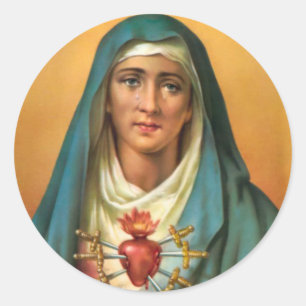 Sorrowful & Immaculate Heart van Maagd Mary Ronde Sticker