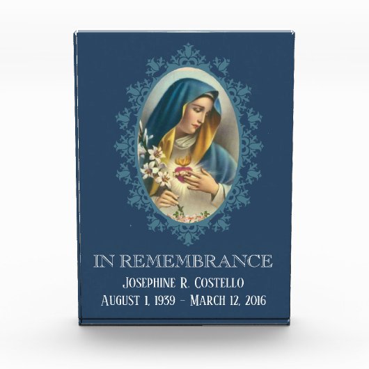 Sorrowful Maagd Mary Sympathie Funeral Memorial Fotoblokken (Voorkant)