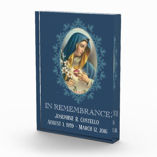 Sorrowful Maagd Mary Sympathie Funeral Memorial Fotoblokken (Rechts)