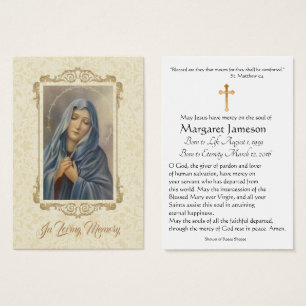 Sorrowful Virgin Mary Funeral Memorial Heilige Kaa Visitekaartje