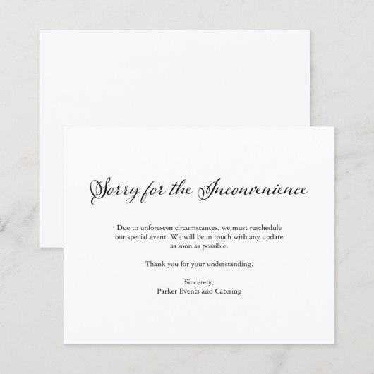 Sorry | Aankondiging van annulering van de begroti (Voorkant / Achterkant)