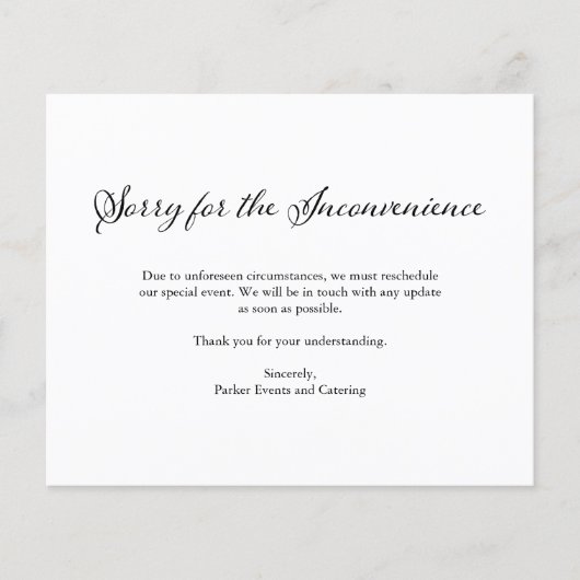 Sorry | Aankondiging van annulering van de begroti (Voorkant)