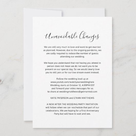 Sorry afgeblazen huwelijk verandert in livestreami aankondiging (Achterkant)