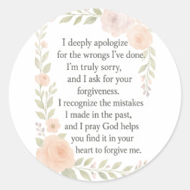 Sorry/Apology\ Forgiveness Floral Ronde Sticker