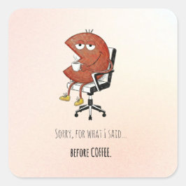 Sorry Before Coffee Retro Cartoon Laptop Sticker