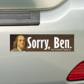 Sorry Ben, we konden het niet houden. Bumpersticker (Op auto)