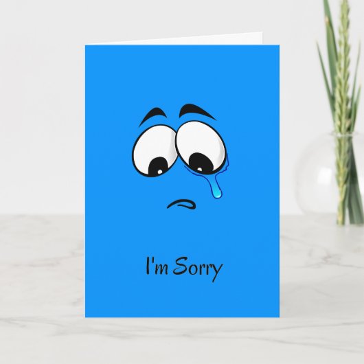 Sorry Blue Sad Face Kaart (Voorkant)