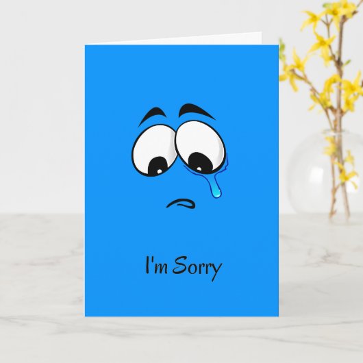 Sorry Blue Sad Face Kaart (Gele Bloem)