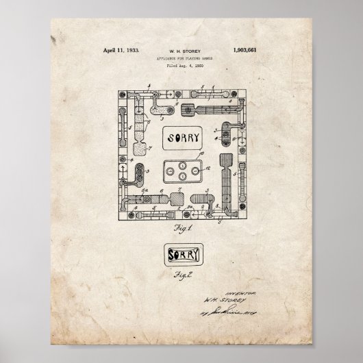 Sorry bordspelpatent - Oude look Poster (Voorkant)