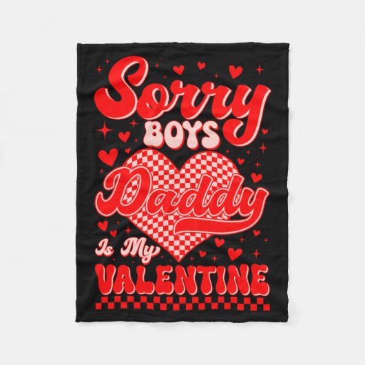 Sorry Boys Daddy Is My Valentine Checked Heart Gir Fleece Deken (Voorkant)