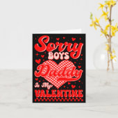 Sorry Boys Daddy Is My Valentine Checked Heart Gir Kaart (Gele Bloem)