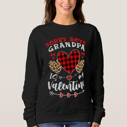 Sorry Boys Grandpa Is My Valentine Hearts Leopard  Trui (Voorkant)