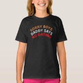 Sorry Boys papa zegt: Geen deuk, grappig zwart T-shirt (Voorkant)