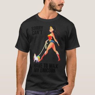 Sorry Cant I Have to Walk My Unicorn family friend T-shirt