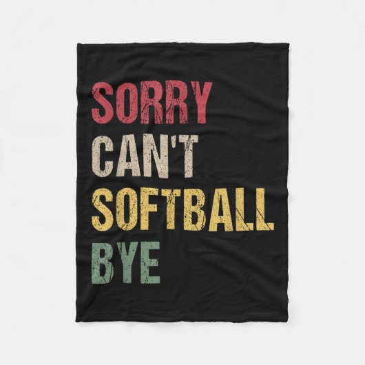 Sorry Can't Softball Bye Fleece Deken (Voorkant)