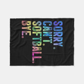 Sorry Can't Softball Bye Funny Softball Lover Fleece Deken (Voorkant (Horizontaal))
