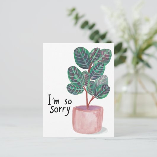 Sorry condoleances Calathea Prayer Plant Waterverf Briefkaart (Staand voorkant)