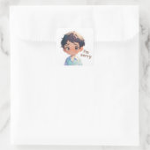 Sorry, Cry Anime Boy Vierkante Sticker (Tas)
