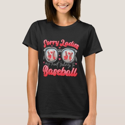 Sorry dames, mijn hart hoort bij honkbal Valentin T-shirt (Voorkant)