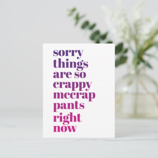 Sorry dat alles zo kut is briefkaart (Staand voorkant)