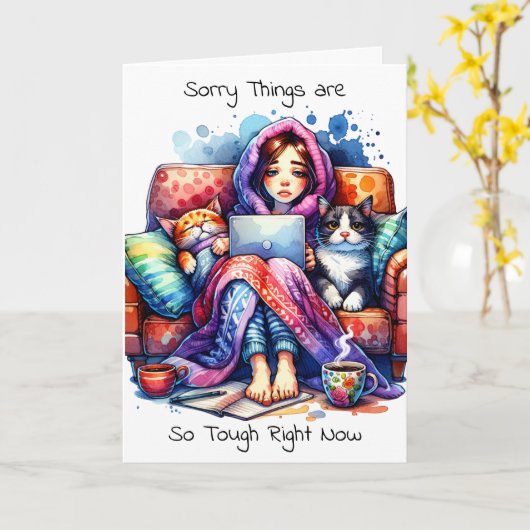 Sorry dat de dingen nu zwaar zijn | vriendschap kaart (Gele Bloem)