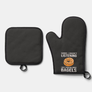 Sorry dat ik dacht aan Bagels Joodse Chanoeka Ovenwant & Pannenlap Set