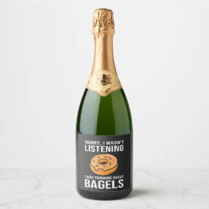 Sorry dat ik dacht aan Bagels Joodse Chanoeka Sparkling Wijnetiket